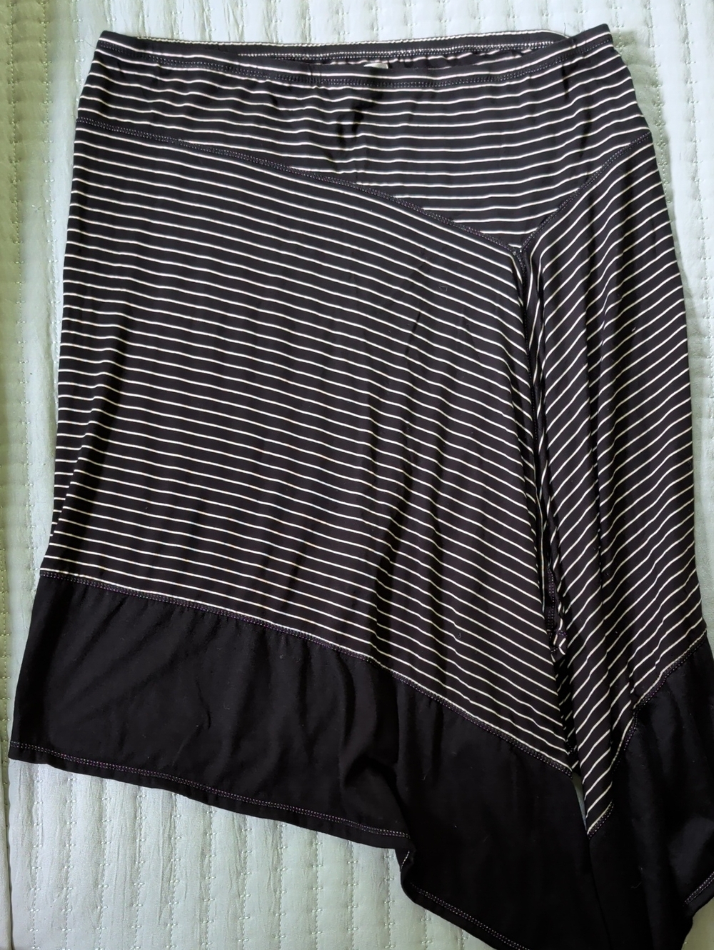 Max Studio Black and White Striped Asymmetrical Midi Skirt